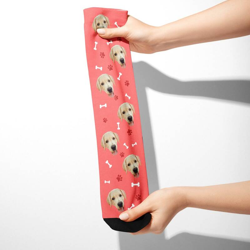 Calcetines personalizados para mascotas, medias con diseño de huellas de hueso, cara divertida, foto de perro y gato, regalo para amantes de los animales