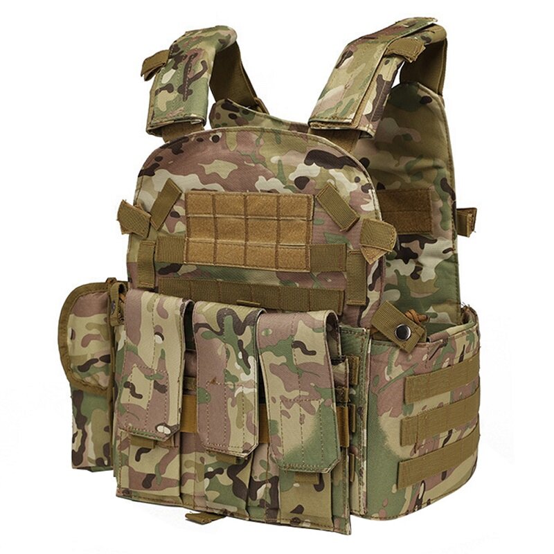 เสื้อกั๊กเกราะลายพราง6094เสื้อเกราะยุทธวิธีเคสป้องกันทหาร CS อุปกรณ์เสริมปืนอัดลมกระเป๋า Wargame