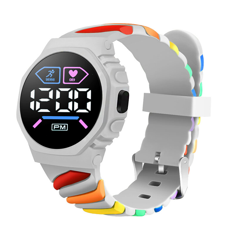 새로운 어린이 시계 컬러 실리콘 스트랩 스포츠 디지털 전자 시계, 어린이 소년 소녀 학생 키즈 시계 Montre