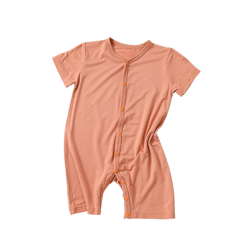 Jenny&Dave Newborn baby clothes, summer slim jumpsuit, modal short sleeved summer clothing, men's and women's baby ice silk jump