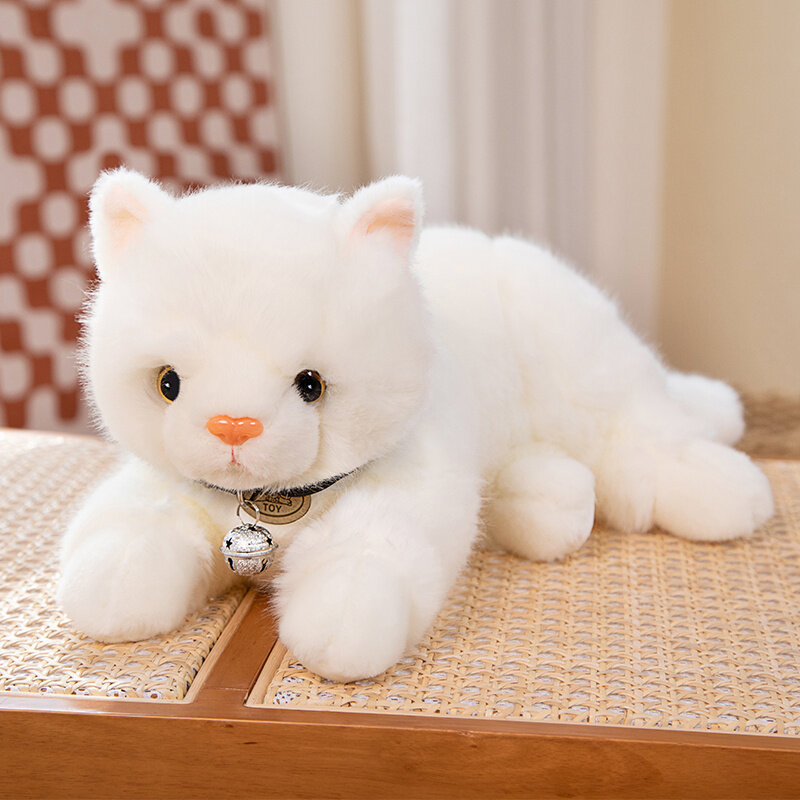 لطيف الإبداعية الأبيض الاصطناعي الحيوان جرس الرأس الأحمر القط مريحة أريكة غرفة الديكور الحلي الفتيات الاطفال عيد ميلاد الهدايا