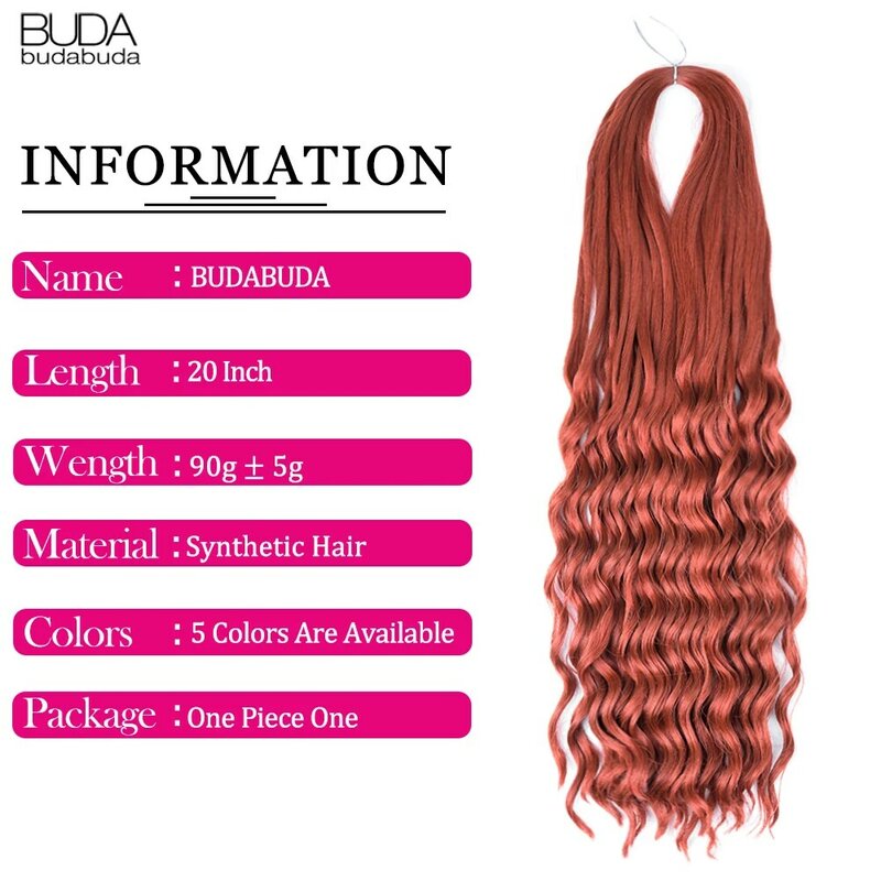 Rambut sintetis kepang Crochet keriting Perancis, rambut ekstensi rambut kepang Luna Curl 20 inci gelombang longgar untuk wanita