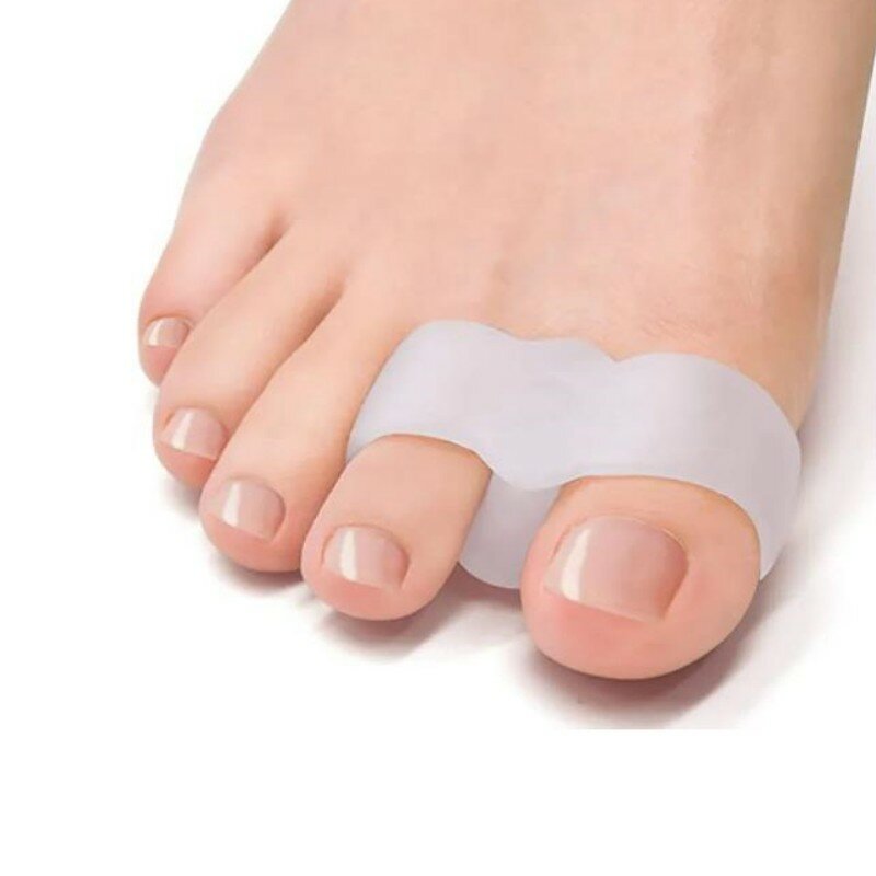 2pcs=1pair Silicone Two Hole Toe Separator Gel Foot Finger Protector Bunion Orthopedic Hallux Valgus Guard Straightener Pedicure