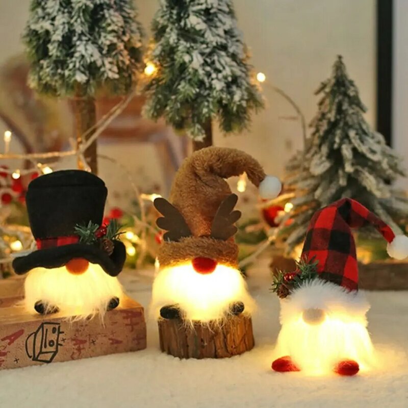 Lampu kurcaci berkilau pesta Natal, ornamen kerdil, kartun kreatif, hadiah liontin Gnome tanpa wajah
