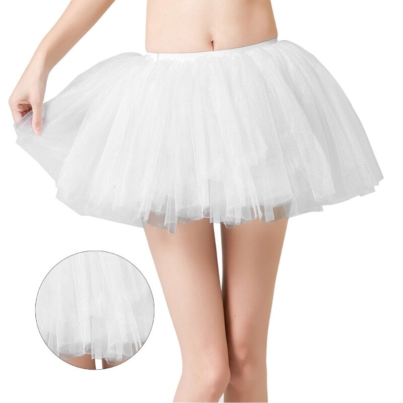 Feminino vintage curto tule saia ballet camadas malha bolha inchado mini saia 80s traje para dança cosplay festa n7yd