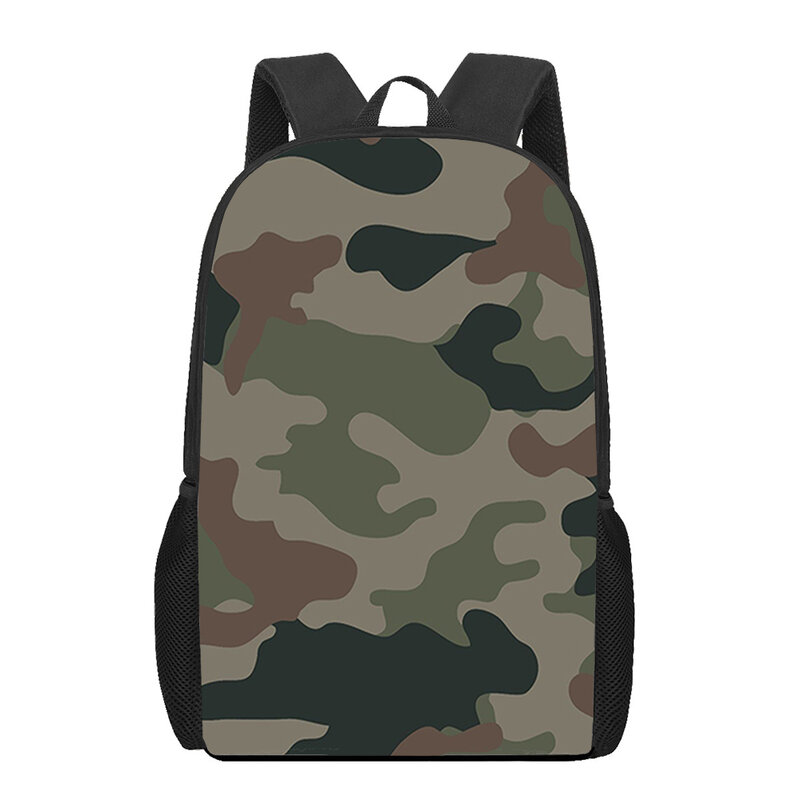 Army Camouflage 3D Print Book Bag, mochila escolar para meninos e meninas, crianças, adolescentes, crianças, estudante primário, mochilas escolares, 16"