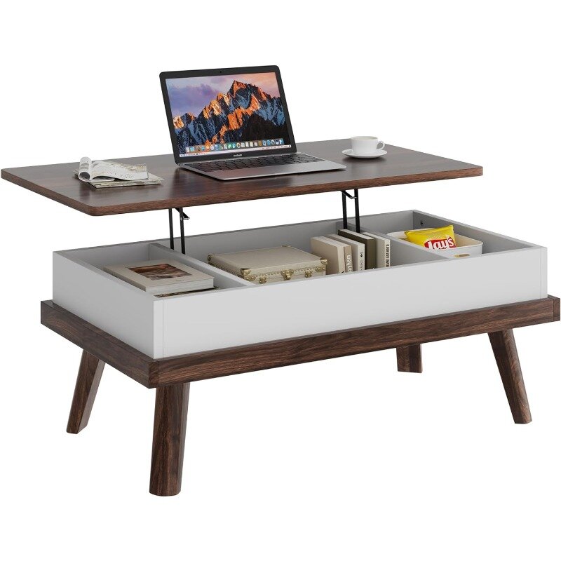 Coffee Table, Lift Top Coffee Table with Hidden Compartment, Rising Tabletop Dining Table, Lift Top Coffee Center Table