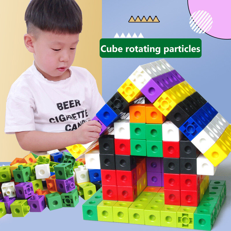 100/200 buah 10 warna Multilink link menghitung kubus Snap blok pengajaran matematika bantuan halus Motor pelatihan anak mainan sensorik ﻿