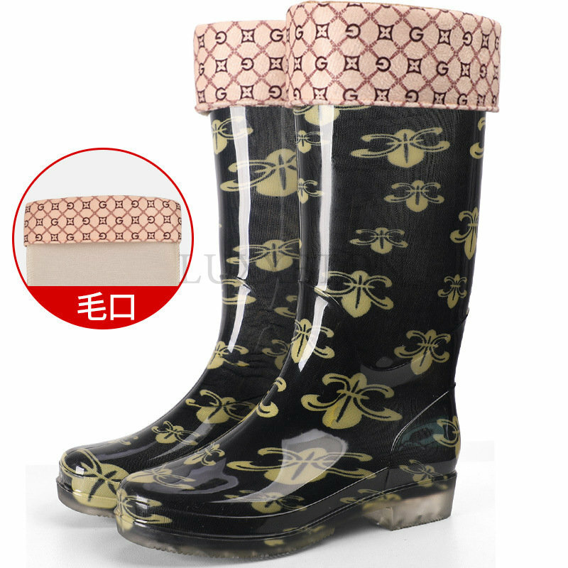 Botas de lluvia con estampado Floral para mujer, zapatos impermeables de goma antideslizantes para trabajo y jardín