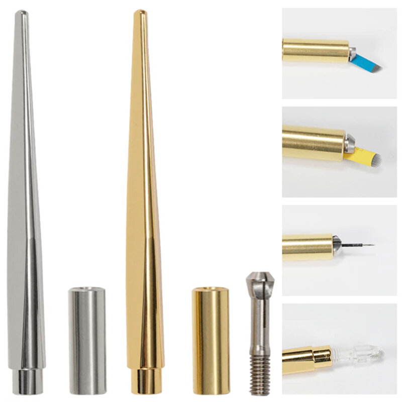 5/10 buah pena Manual riasan alis permanen emas, pena senjata Manual untuk Microblading Eyeliner bibir 3D, alat aksesori Microblading