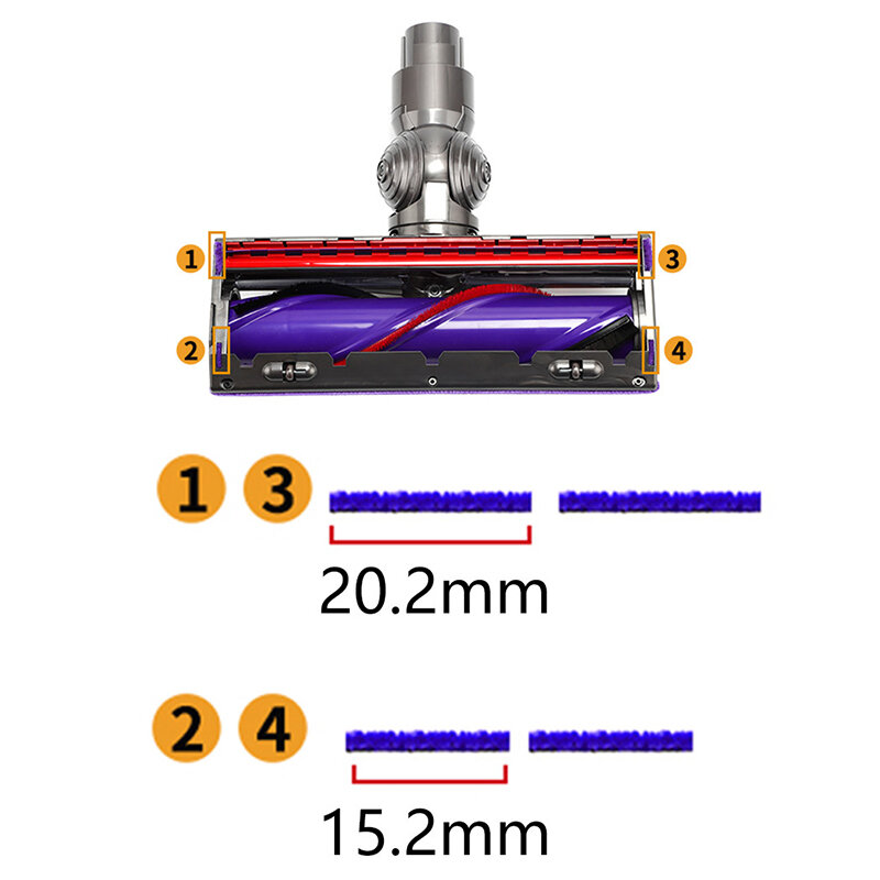 Substituição Soft Plush Tiras para Dyson Aspirador, Roller Head, Acessórios, V7V8V10V11 Series, 6pcs