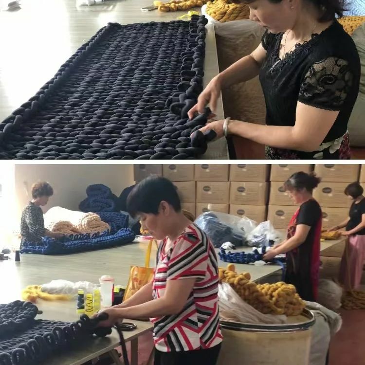 The factory accepts orders for processing and production of sweaters, blankets, various accessories, and a minimum order of one