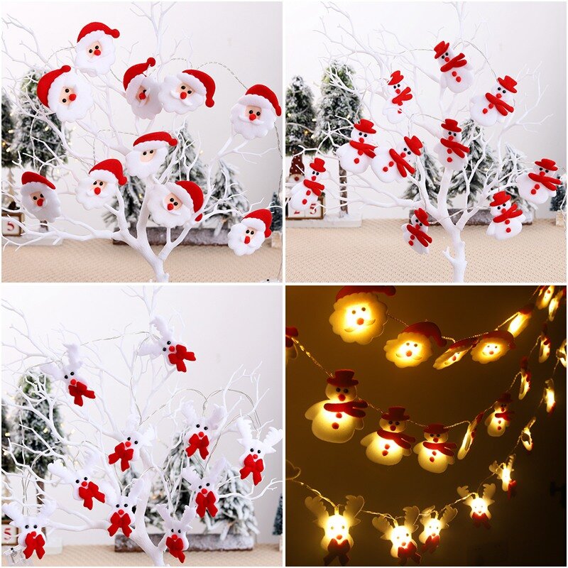10個の雪だるまクリスマスツリーLEDガーランドストリングライトメリークリスマスの装飾家の結婚式のクリスマスの装飾