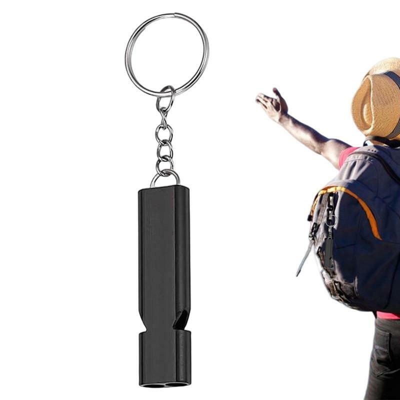 Double Tube Whistle Portable Aluminum Alloy Whistle Survival Whistle Loudest Outdoor Survival Whistle Keychain With Carabiner