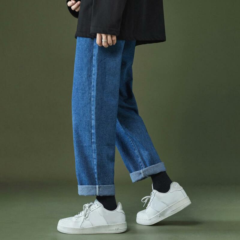 Dżinsy do prania dna Streetwear luźny krój szerokie nogawki spodnie dżinsowe spodnie jeansowe na zewnątrz