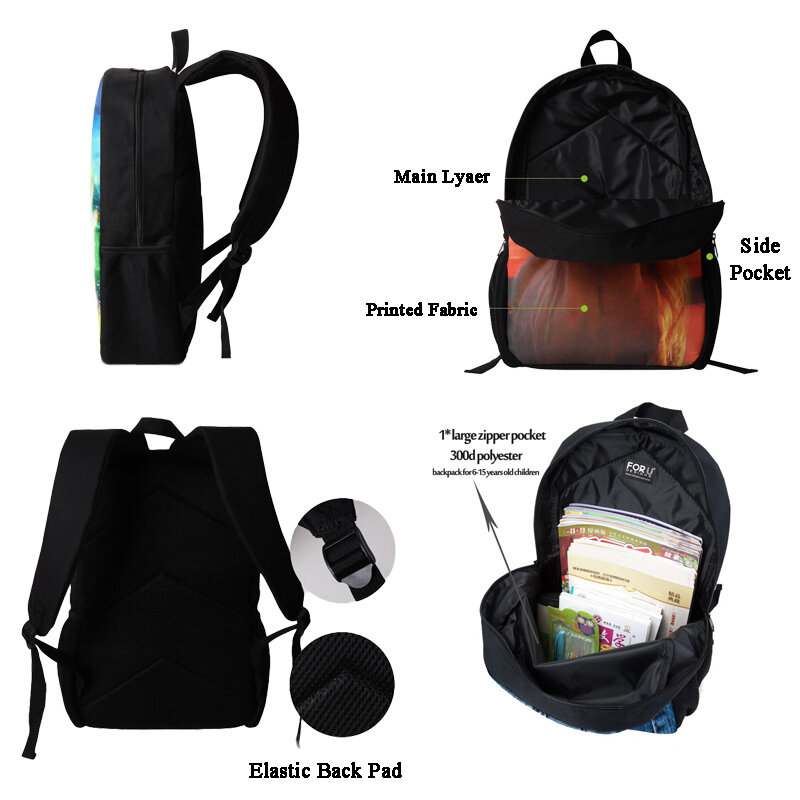 Belidome-mochila escolar para menina adolescente, conjunto bonito de mochila primária, cogumelo, lua, borboleta, 3 peças