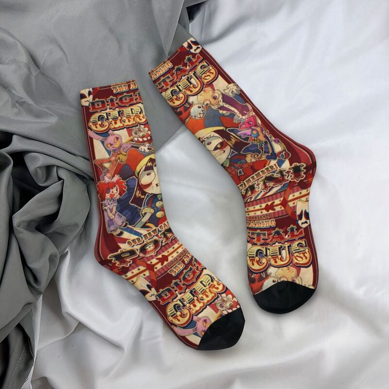 Зимние теплые мужские и женские носки в стиле хип-хоп, удивительные цифровые цирковые носки, нескользящие спортивные носки