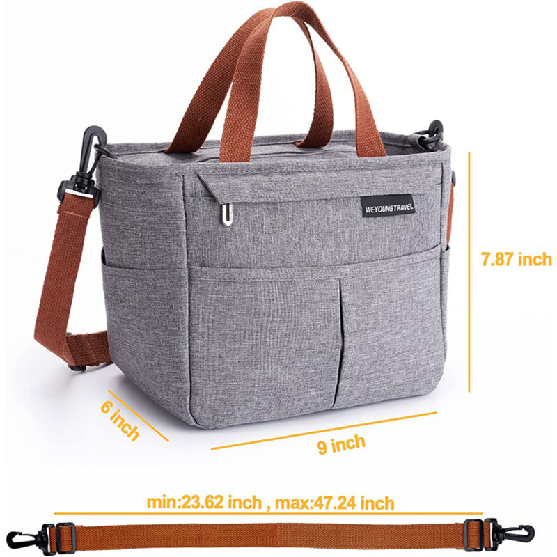 Portable Insulated Cooler Bag Lunch Bags Tote for Food Picnic Women Travel Thermal Breakfast Organizer Waterproof Storage Bags