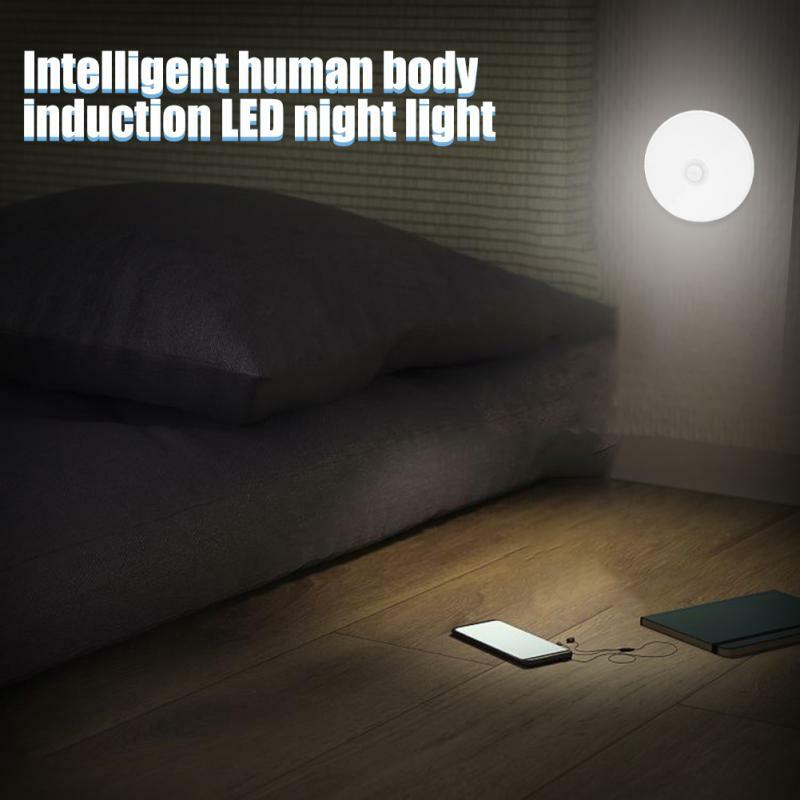 Sensor de movimento LED Night Light, USB recarregável, montado na parede, quarto, escadas, armário, armário, lâmpadas de indução corporal, 1-10pcs