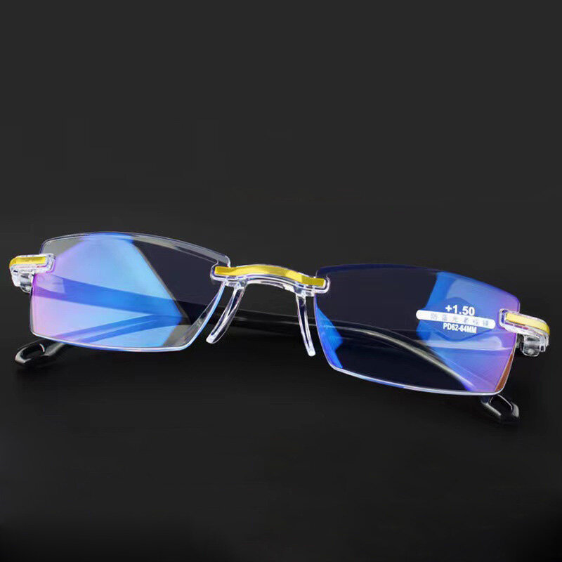 Neue Anti Blue Ray Lesebrille Männer Frauen Randlose Schneiden Presbyopie Brillen für Damen Blau Licht Gläser