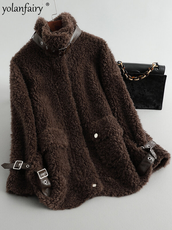 Manteau en fourrure véritable pour femme, veste en cuir, vêtements d'hiver, 100% laine, mode court, SPK67, Pph1087