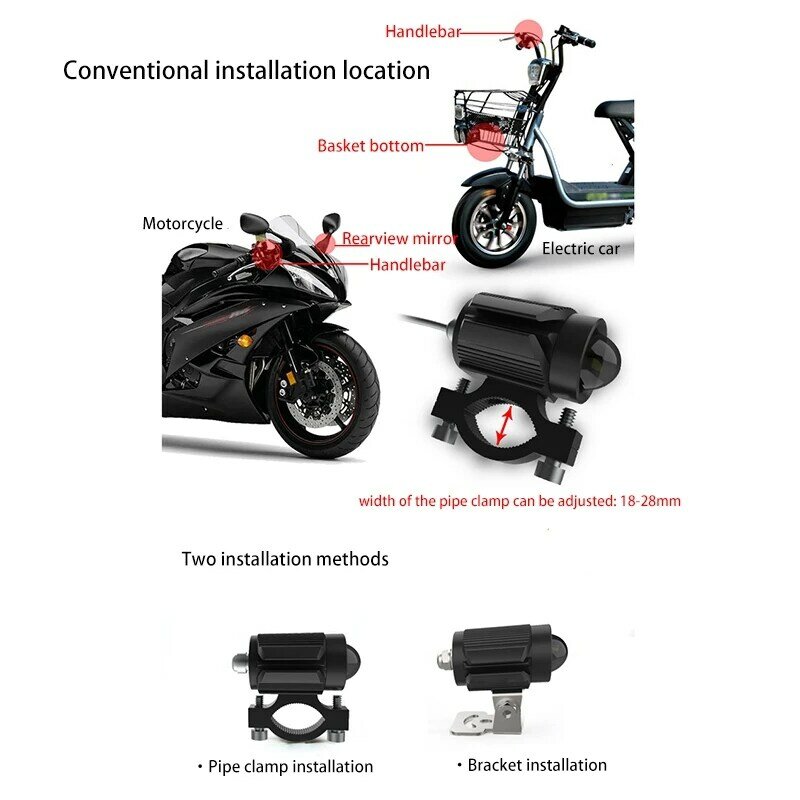 15W Super Bright Tri-Model Motorcycle LED Headlight / Mini Projector Lens Car ATV Driving Fog Light Auxiliary Spotlight