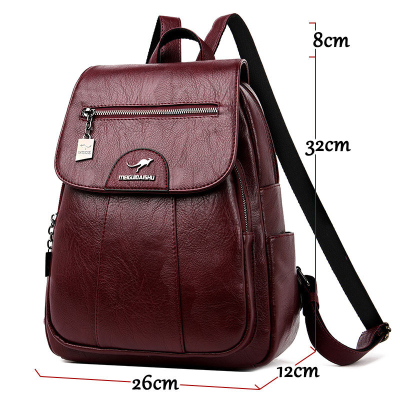 2022 Women Leather Backpacks High Quality Female Vintage Backpack For Girls School Bag Travel Bagpack Ladies Sac A Dos Back Pack