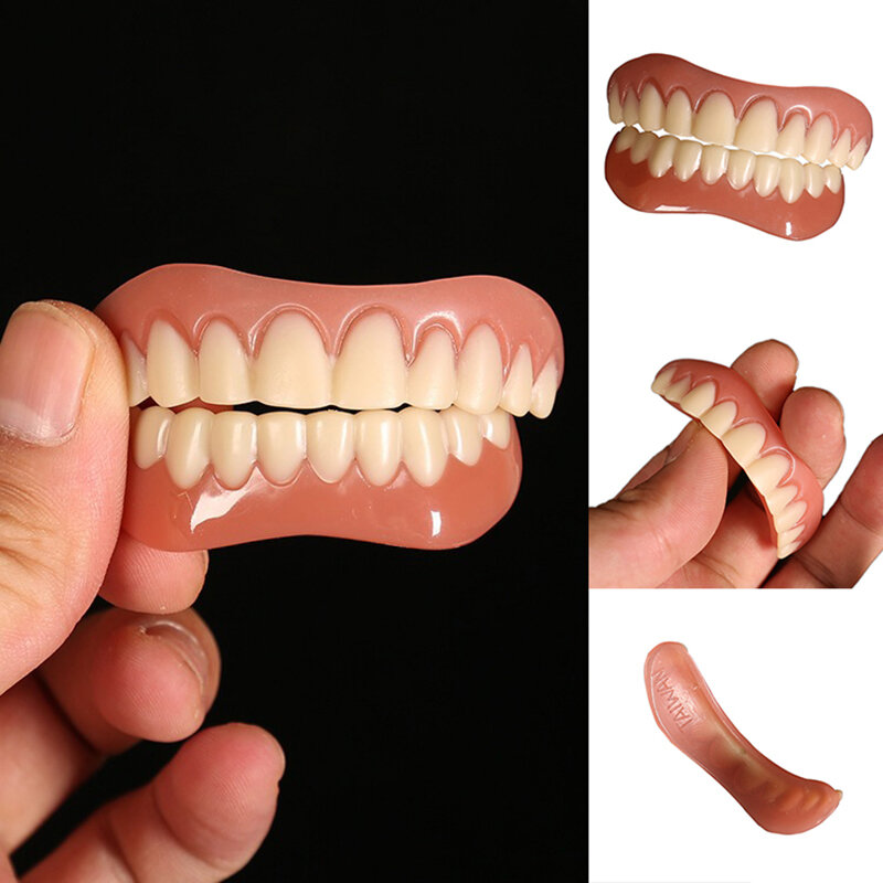 Dientes postizos de silicona, carillas superiores e inferiores, pasta de dentaduras postizas, cómodas, ortodoncia