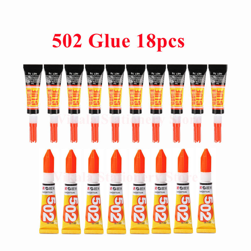 18pcs 502 Glue Office Supplies Liquid Glue Metal Ceramic Stationery Office Material Contact Adhesive Super Liquid Glue for Glass