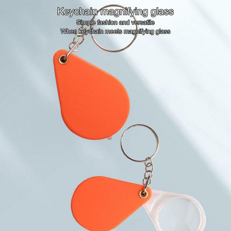 Falt lupe kleine Handheld Falt schlüssel bund Lupe tragbare orange Lupe für alte Leute nach Hause Lupe für