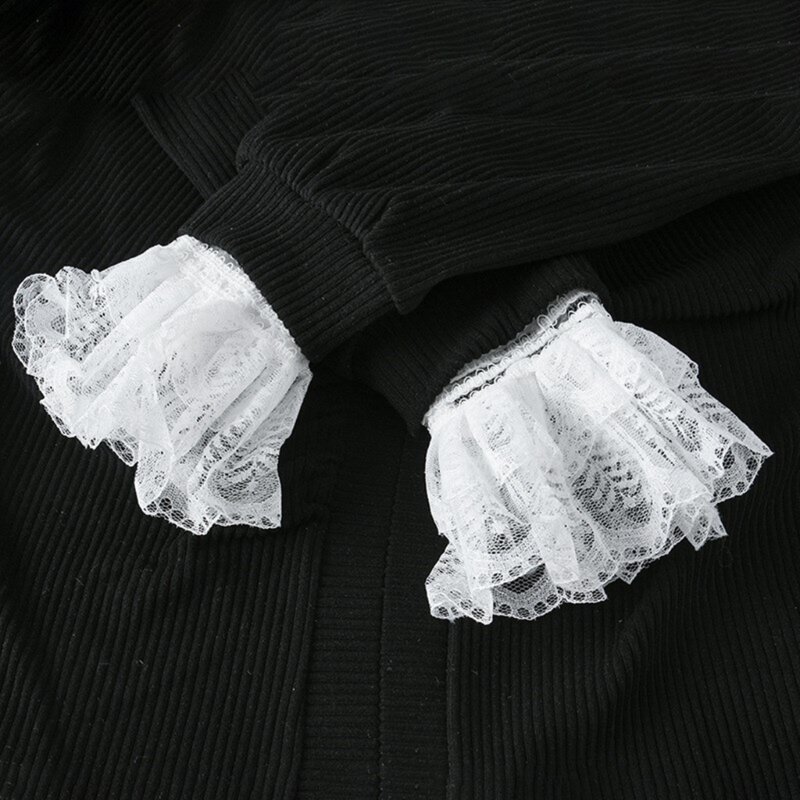着用しやすい手袋偽トランペットスリーブ衣類アクセサリー花柄レース袖口