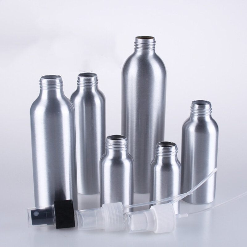Spray de alumínio vazio, garrafa pequeno e portátil, recarregável para perfume, atomizador líquido, 30ml/50ml/100ml