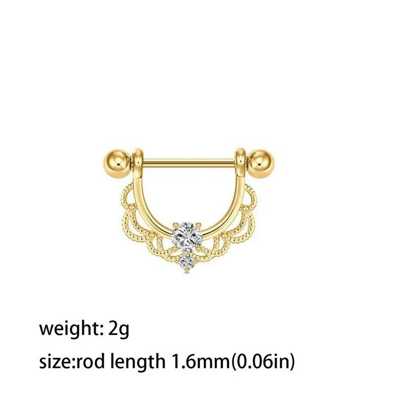 Stainless Steel Zircon U-shaped Nipple Ring Fashions Piercing Half Round Barbell Multicolour Woman