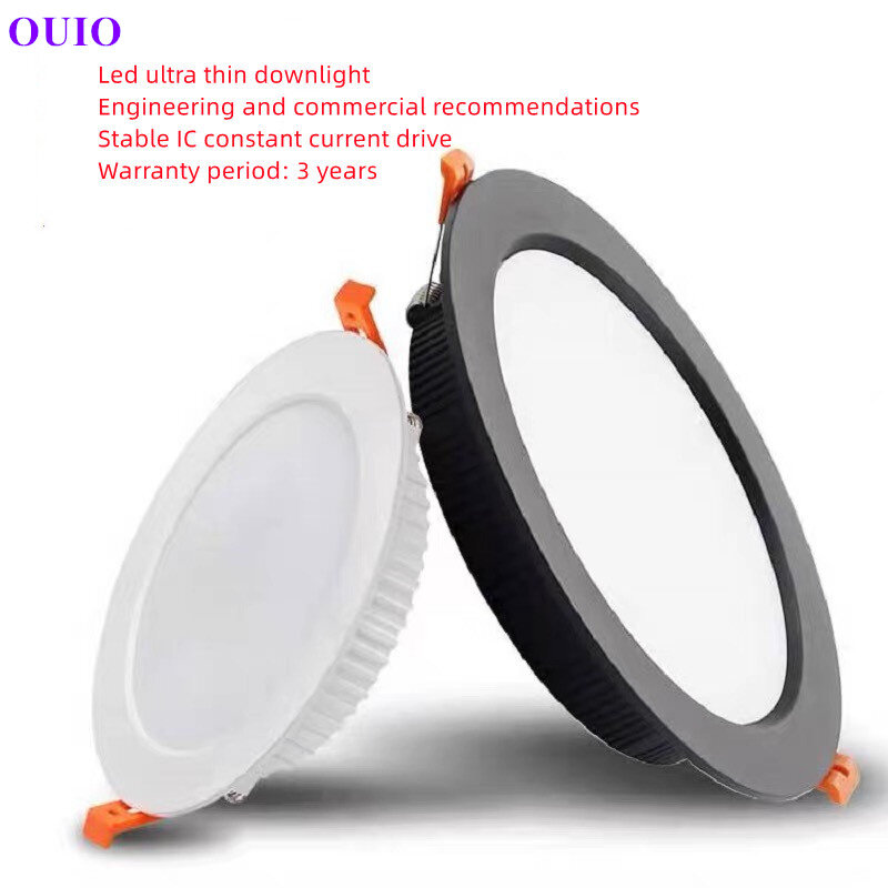 Wpuszczana ultra-cienka LED typu Downlight 110V-240V sufitowe z możliwością przyciemniania lampa ciepła neutralny biały Supermarket 5W7W9W12W15W18W 24W30W oświetlenie