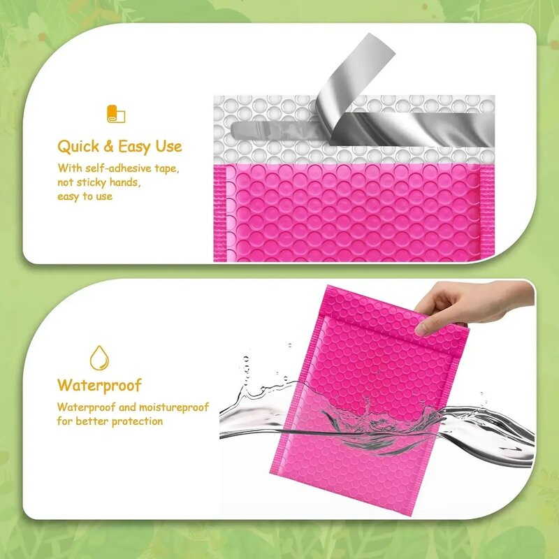 50Pcs Delivery Package Packaging Pink Small Business Supplies Envelopes Shipping Packages Bubble Envelope Packing Bag Mailer
