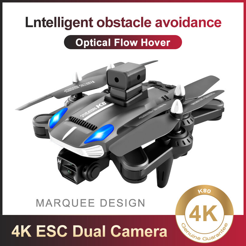 K8 드론 10K 전문 고화질 ESC 장애물 회피 RC 헬리콥터 장난감, 6000m 광학 흐름 포지셔닝 쿼드콥터