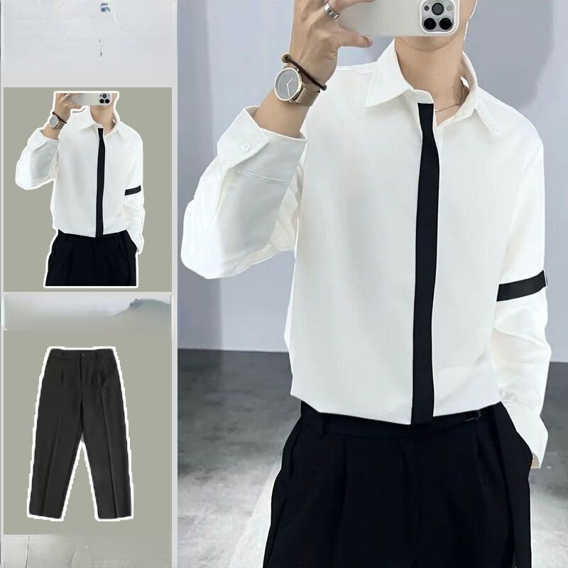 2023 Fashion Spring Summer Men's Casual Two Piece Sets Short Sleeve Shirts Long Pants Suit Pattern Men Casual Streetwear D104