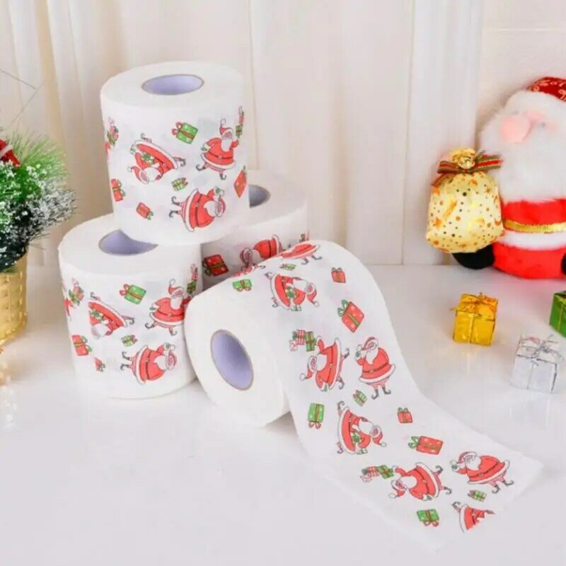 Rouleau de papier toilette Père Noël pour la maison, décor joyeux Noël, bain, maison, cadeau de nouvel an