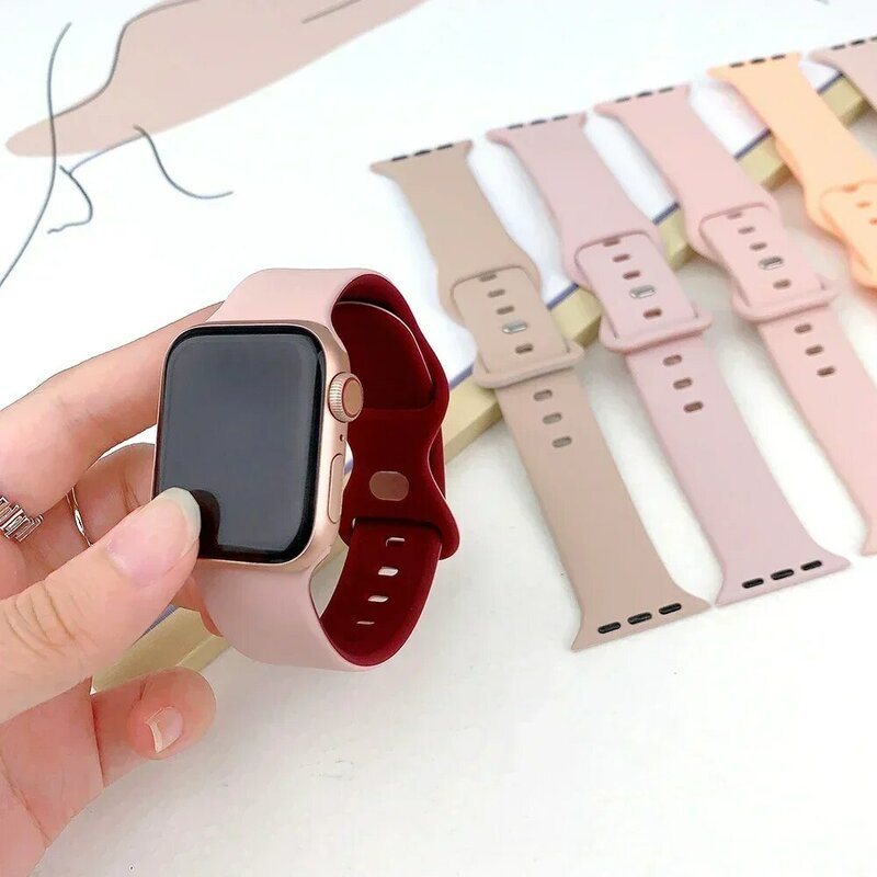 Pulseira de Silicone Macio para Apple Watch, Pulseira para iWatch Ultra, 8, 7, 6, 5, 4, 3, SE, 49mm, 45mm, 41mm, 40mm, 44 milímetros, 38 milímetros, 42 milímetros