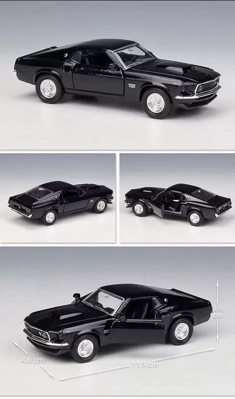 WELLY-Coche de juguete modelo Ford Mustang Boss 1969 para niños, supercoche de aleación, vehículos de juguete, regalos de cumpleaños, 1:36, 429