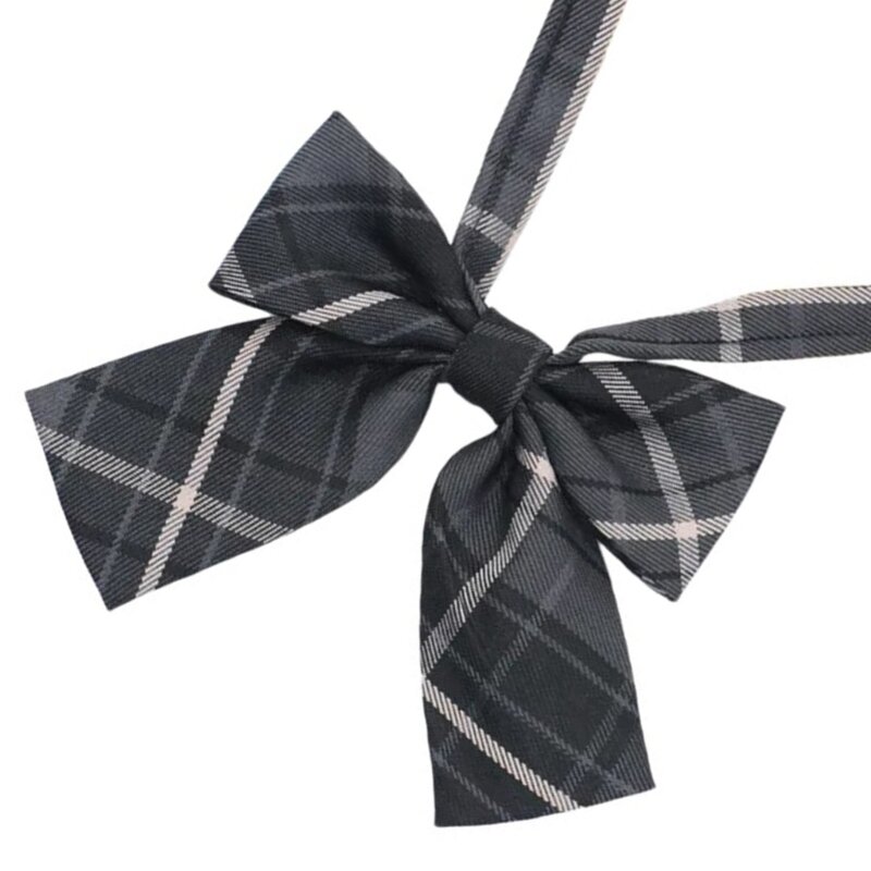 회색 체크무늬 사전 묶인 넥타이 학생복 넥타이 일본 대학 나비넥타이