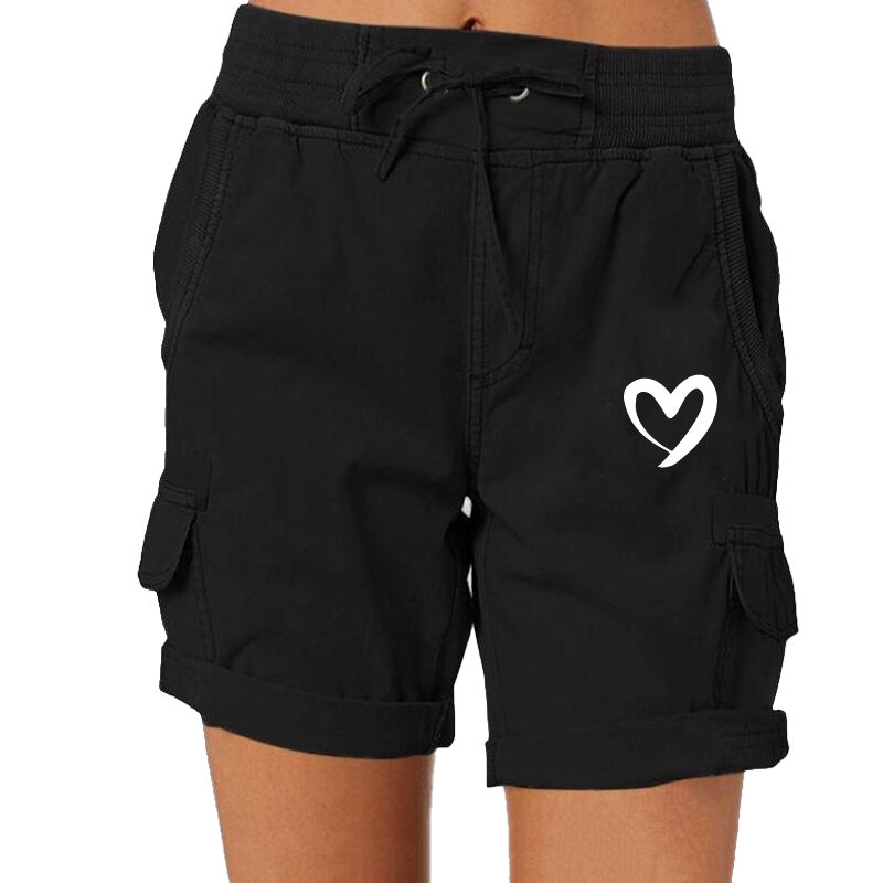 Pantaloncini Cargo da donna stampati a cuore carino alla moda pantaloncini attivi da Golf pantaloncini da lavoro escursionismo estate all'aperto con tasche