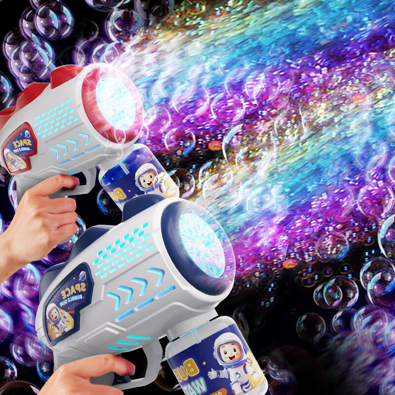 Astronauta Electric Bubble Gun Kids Toy Bubbles Machine soffiatore automatico di sapone con luce Summer Outdoor Party Games regalo per bambini