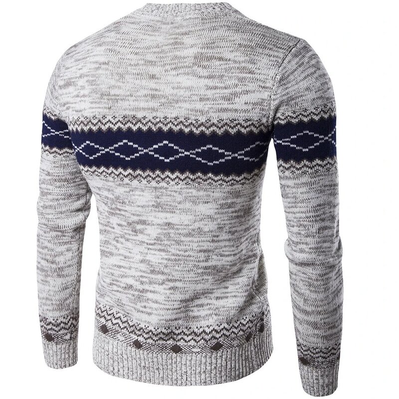 Pullover Homme Sweater rajut hangat pria, Sweater rajut lengan panjang biru dongker kasual musim gugur musim dingin 2021