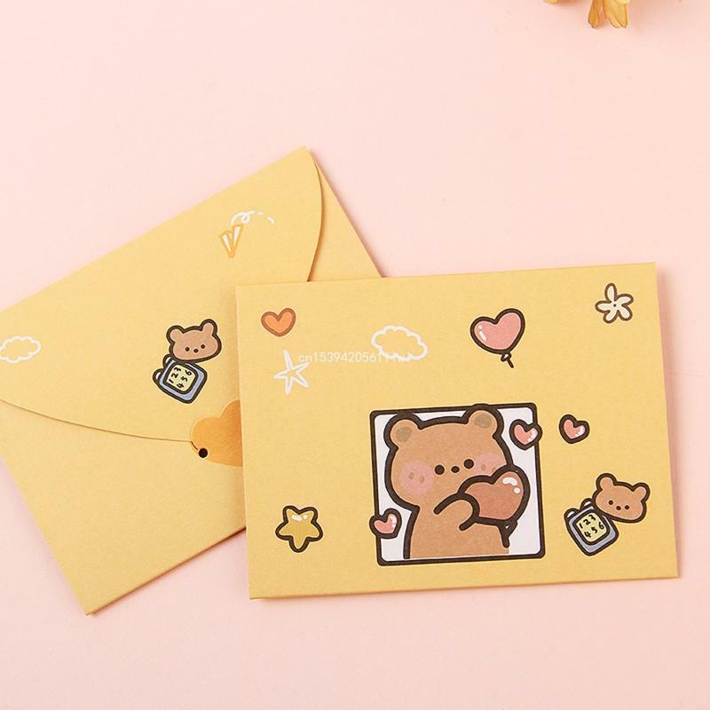 Милый конверт с изображением животных, открытка с сообщением, благодарностью, пожеланиями на день рождения, открытка, складная