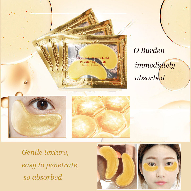 Inncare Crystal Collagen Gold Eye Mask, Anti Dark Circles, Patches de beleza para cuidados com a pele dos olhos, Cosméticos coreanos, 50 Pcs, 60 Pcs, 80 Pcs, 100 Pcs