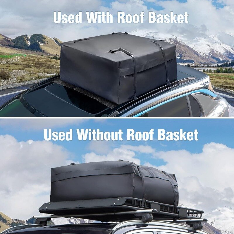 Akcesoria do prowadnic Bagażnik dachowy Zestaw koszy bagażowych, górny uchwyt samochodowy 64 "x 39" + wodoodporna torba bagażowa na dachu