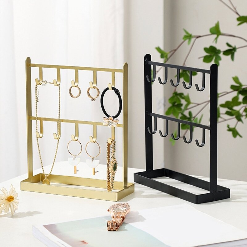 Metal Jewelry Exhibition Stand Multifunctional Jewelry Holder Earrings Necklace Bracelet Rings Display Stand Storage Shelf Rack