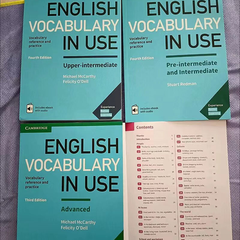 Libro de palabras en inglés, dispositivo de aprendizaje de inglés en uso, 4 libros