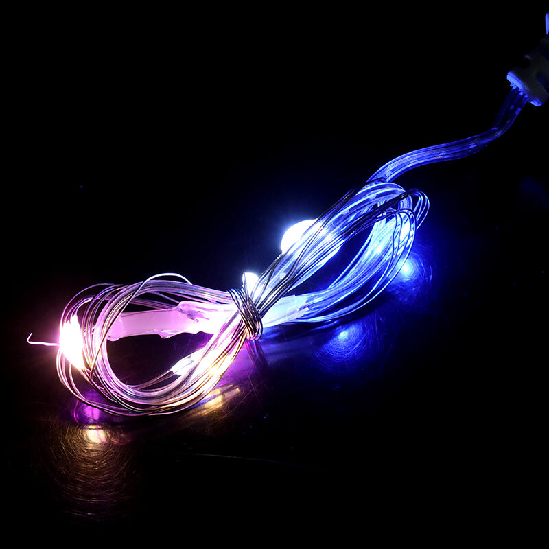 Lampu setrip LED USB 1M, lampu untai kawat tembaga perak, lampu peri tahan air untuk dekorasi pesta pernikahan Natal